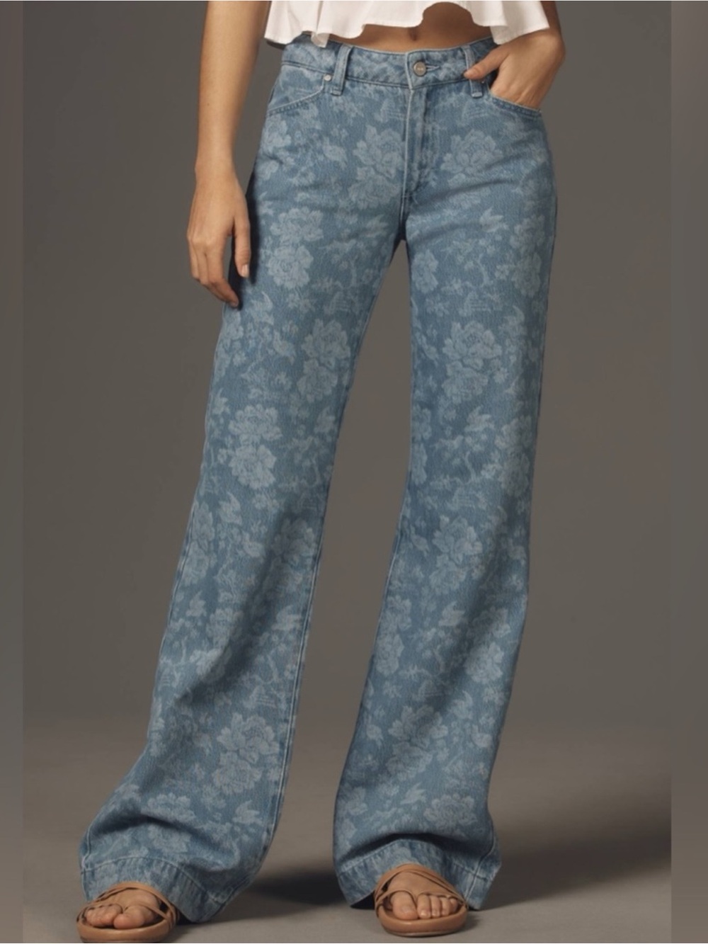 PAIGE Sonja Wide Leg Denim Jeans Blue
Floral Size 30